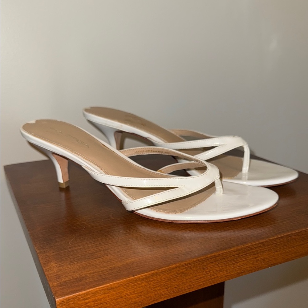 Via Spiga White Kitten Heel Sandals